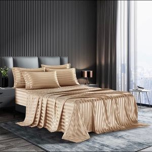 Satin itlain bed set (brown), king size.